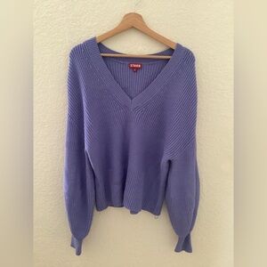 STAUD Purple V Neck Oversized Sweater